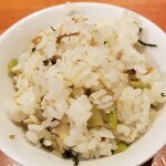 麺屋 六感堂 - 鯵の干物と野沢菜の炊き込みご飯