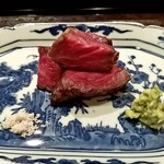 茜坂大沼 - 山形牛カイノミ。リクエストで追加していただいた牛肉トライでした。