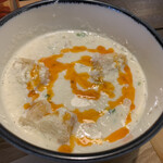 無天茶坊 - 土日限定　焼き小籠包セット　の　豆乳スープ