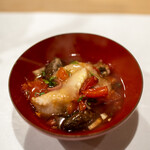 うを徳 - 2021.9 余市鮟鱇頬肉・零余子・トマト・木の芽のお椀