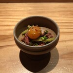 とり茶太郎 - 黄ニラと鴨ユッケ