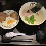 鏡花 - 鶏白湯（1100円）とミニ丼セット　ふわたま丼（350円）