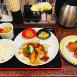 chuugokukajousaitouen - 『B定食（酢豚、若鶏の唐揚げ、ライス、スープ、漬物）』