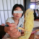 たらいうどん椛や - 2012年7月。再訪問。素朴なさつま芋の天麩羅（笑