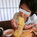 たらいうどん椛や - 2012年7月。再訪問。素朴なさつま芋の天麩羅（笑