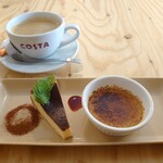 かすがい食堂 pirahu - 本日のセットデザート3種類から、バスクチーズケーキと紅茶のブリュレをチョイス。
セットドリンクはブレンドコーヒー。