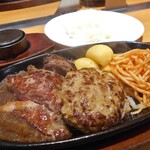 Suteki Miya - 「切落としステーキ＆自家製ハンバーグランチ」のメイン