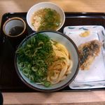 麦まる - 釜玉うどん＋茄子天