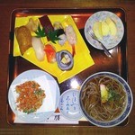 山膳 - 裾野農免道路「喰道楽やま膳」オール980円ランチ寿司ランチ桜えびかき揚げそば付[ミサワホームセラミック静岡支店裾野市御宿定期借地権分譲編]