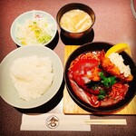 肉処 倉 - 自家製手ごねハンバーグ＆エビフライランチ