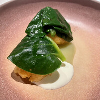 ラ ペ - ③桃・鱧→甘めの桃・梅ソースと鱧のフリット