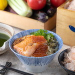 Rich salmon harasu with dashi chazuke