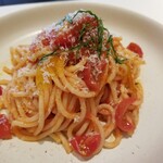157973642 - トマトマリネとカラスミの冷製スパゲッティ