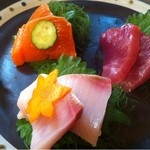 地球屋にんげん亭 - お造り3点盛り   