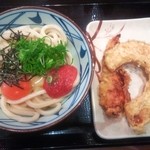 丸亀製麺 - 明太釜玉うどん￥380・かしわ天￥100・かぼちゃ天￥80 