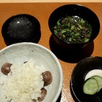 日本料理FUJI - むかごと栗のご飯、味噌汁、香の物