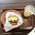 Mos Burger - 朝モス モーニング野菜バーガーセット 甘夏ジンジャーエール  上から