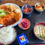 お食事処 青柳 - トンカツ&唐揚げ定食　1000円税込