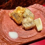 賛否両論 - ハモとジャンボシータケの霰揚げ