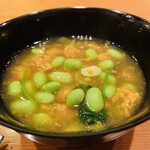 日本料理 たかむら - 8. 雌貝鮑、紫雲丹、枝豆のイチゴ煮