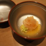 三谷 - ぼたん海老をすりつぶして頂く