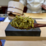 兄弟寿し - 鮑肝ソースにシャリ玉