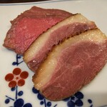 金町製麺 - 肉盛り（鴨＋宮崎牛）