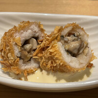 鮨まつもと - 鱧とポルチーニ茸の東寺揚げ鱧出汁黄身酢