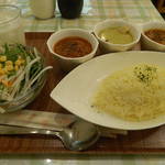 カレースタンド PLUCK - プラックカレー（辛口チキンカレー、タイ風グリーンカレー、ナスとひき肉のカレー）