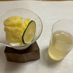 鰻はし本 - 冷茶とパインのシャーベットにミルクブラマンジェ