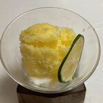 鰻はし本 - パインのシャーベットとミルクブラマンジェ