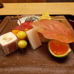 お料理 宮本 - 八寸（銀杏、いくら他）