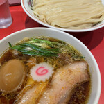 カドヤ食堂 - つけそば大盛り＋名古屋コーチン半熟味付け玉子
