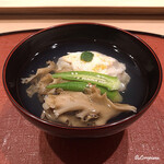 御料理 寺沢 - 帆立貝柱と海胆真薯とﾊﾅﾋﾞﾗ茸の椀