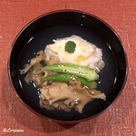 御料理 寺沢 - 帆立貝柱と海胆真薯とﾊﾅﾋﾞﾗ茸の椀