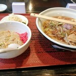 麺屋天 - エビと蟹肉のタンメン+焼飯セット　930円+340円