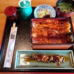 うな雄 - うな重特上(肝吸・お新香付き)　肝焼き
