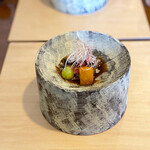 よし奈 - この器、拝みたかった〜٩(๑˃̵ᴗ˂̵๑)۶ 卵たっぷりの鮎　ひとくちサイズの野菜の甘さに驚きを隠せない。全ての素材を最大限に美味しくしてくれる料理長♡