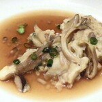 BISTRO NAOMI - キノコと帆立貝の温かいテリーヌ 舞茸の自家製コンソメスープ（食べかけで失礼します）
