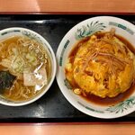 日高屋 - 天津飯（並盛）＋半ラーメンセット ¥710