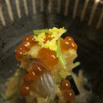 銀座 奥田 - きのこと平目の辛し和え アップ