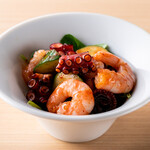 Shrimp and octopus with kimchi