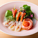 Shrimp and salmon carpaccio