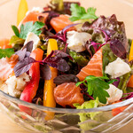 Italian Cuisine salad with salmon and cream cheese