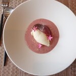 Crane - 浮羽のいちじくとヨーグルトのスープ、バニラアイス、コンポート、ゼリー
