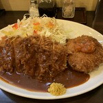 とんかつ ひろ喜 - ハンバーグ&クリームコロッケ定食（￥1150）
