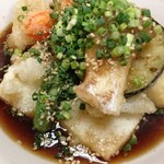 妙孝 - メニューにない特注？【揚げ出し】茄子・豆腐・餅・白身魚・海老。こんな揚げ出し初めて食べた！絶対におススメ！！