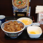 吉野家 - 牛丼 大盛 つゆだく、玉子、生野菜サラダ