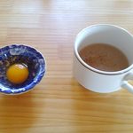 しろくまカフェ - おまかせランチ1000円(1)。　チャボの産み立て卵とオニオンスープ