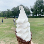 八紘学園 農産物直売所 - 【2021年08月】ソフトクリーム（大：ココアワッフル）＠350円。